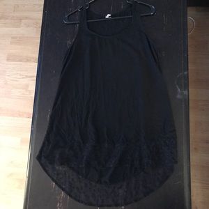 Black tank top long see through blouse with lace